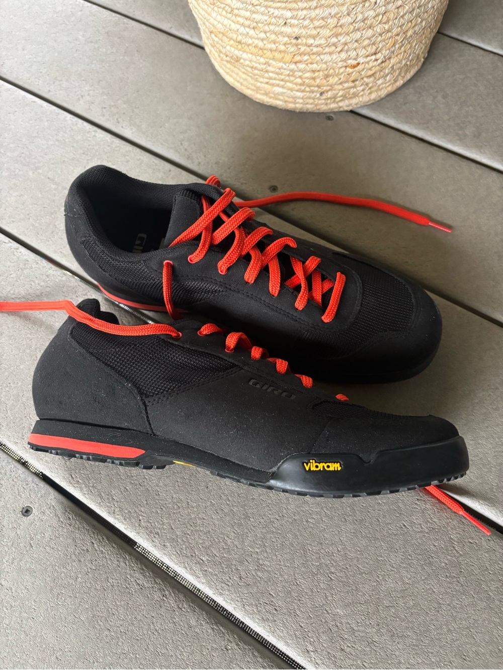 Giro Men’s Black Athletic Shoes with Orange Accents
